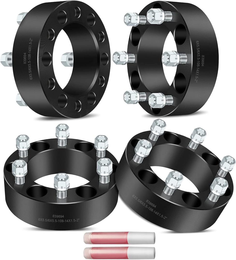 2 Inch Wheel Spacers 6 Lug - 6x5.5 Wheel Spacers 108mm HB 14x1.5 Studs Fit for Silverado 1500 Sierra 1500 Tahoe Yukon Escalade Express 1500 and More