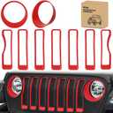 Nilight Grill Inserts fit for Jeep Wrangler Front Grille Inserts Headlight Cover Set for JL JLU Unlimited Sport SportS 2018 2019 2020 2021 2022 2023 Grille Bezels Trim Exterior Accessories Red 9 Pcs