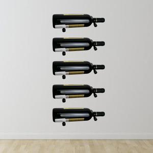 Wine Rack Wall Mounted 5 Bottle Matte Black Metal Vino Pins Single Display Pegs System for Wine Bottles (Matte Black)