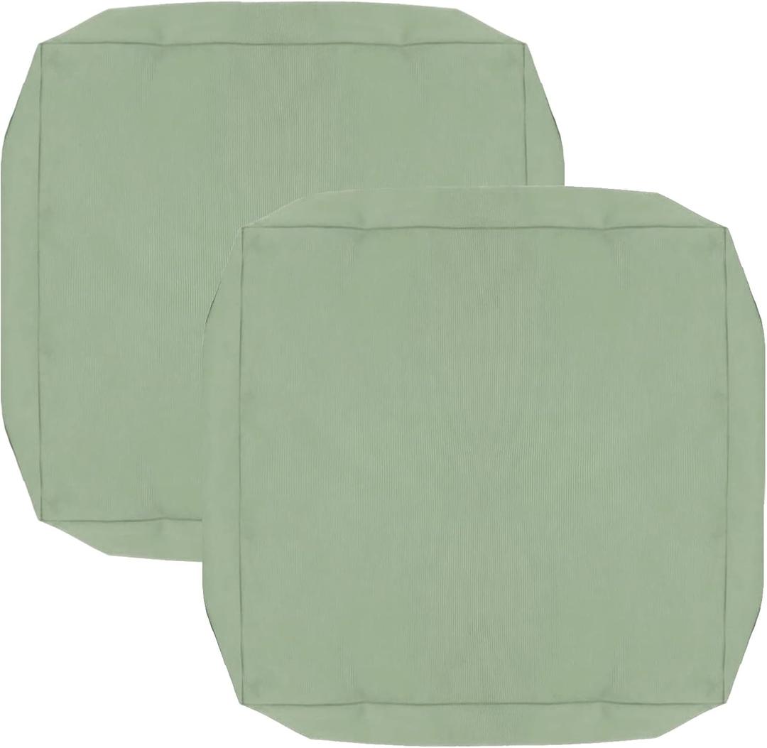 Oslimea Outdoor Cushion Covers Replacement 24x24 Waterproof Patio Furniture Cushion Seat Cover 2 Pack Removable Chair Pads Cover for Deep Seat Back Cushion, Sage Green