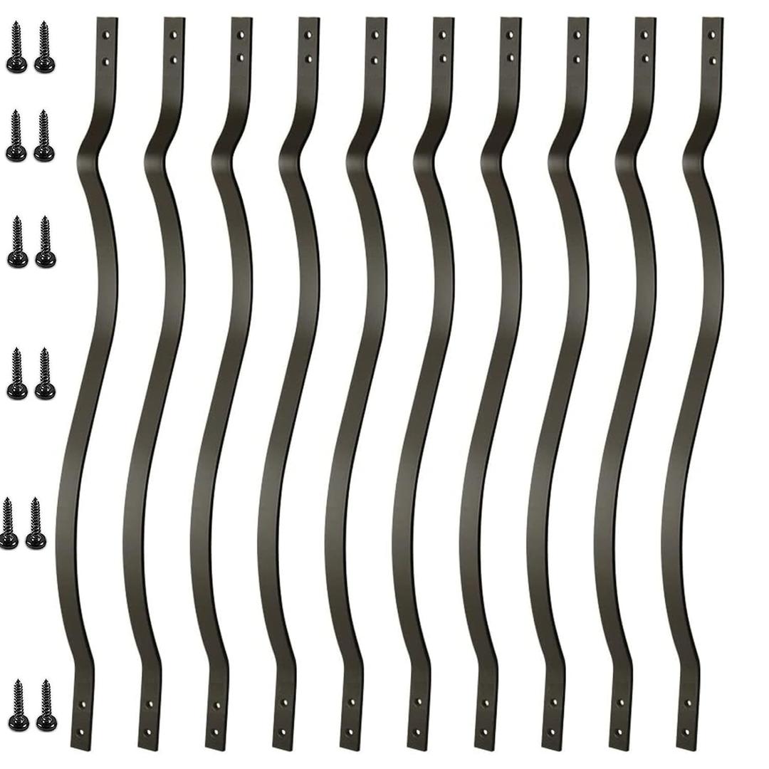 HZIU 61 Pack Metal Deck Spindles, 32.25" Heavy Duty Railing, Wave Arc Baluster with Black Screws, Stylish for Outdoor Stair Porch