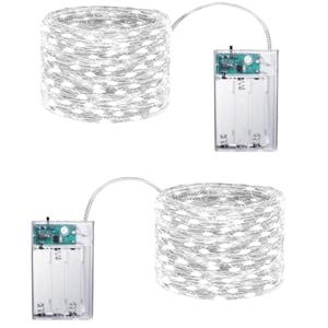 Joomer LED Fairy Lights Battery Operated, 2 Pack Each 16FT 50 LED Cuttable Starry Lights with Timer for Bedroom, Parties, Wedding Christmas Indoor Decor (White)