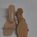 ILLUDE Womens Block Heel Double Band Square Toe Heeled Sandal Slip On Mule - Lisa (11, Nude Suede)