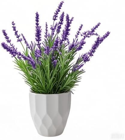 KYLIN Realistic Artificial Lavender Plants in Pot Lifelike Faux Plants for Indoor Home & Office Decor - Low Maintenance Fake Flower Arrangement