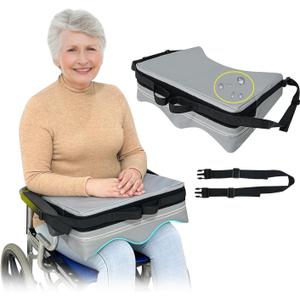 Wheelchair Lap Tray Cushion Wheelchair Lap Buddy for Seniors Removable Tray Table Dementia Patient Safety Positioning Prevents Forward Sliding Anti Fall Arm Support Lap Desk Reading Pillow (Gray)