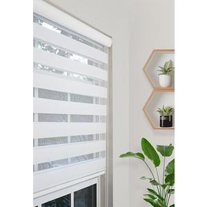 Custom-Cut Size Zebra Blinds for Indoor Windows Light Filtering & Room Darkening Window Curtains (White Color) (Height 78 inch) (Width 56 inch)