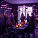 Liliful 50 Pcs 3 Size Halloween Hanging Bats Decorations Creepy Flying Rubber Bats Decor Realistic Figurine for Halloween Indoor Outdoor Party Supplies Prank Toy Haunted Decoration(Pink)