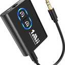 1Mii Bluetooth 5.3 Transmitter Receiver for TV to Wireless Headphones, Dual Link AptX Adaptive/Low Latency/HD Audio, Aux Adapter for Home Stereo, Airplane, Boat, Gym (Black)