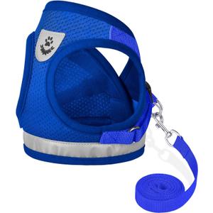 Cat Harnesses and Puppy Harness with Leashes Set, Escape Proof Cat Harness, Adjustable Reflective Soft Mesh Vest Fit Puppy Kitten Rabbit Ferrets's Outdoor Harness (Blue)