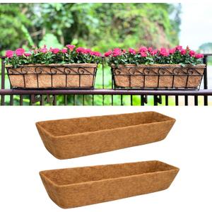 LaLaGreen 24" (2 Pack, Rectangular) Coco Liners for Planter  Large Coir Husk Replacement for Window Box, Wall Mount Pot, Trough Basket, Garden Outdoor Use  Multi Sizes 16/30 Inch & Different Shapes