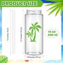 Jingmore 20 Pcs Hawaiian Plastic Cups with Lids and Straws 14 oz Reusable Tropical Drinking Reusable Cups Clear Luau Party Supplies Plastic Tumbler with Lid and Straw for Summer Beach Party Supplies