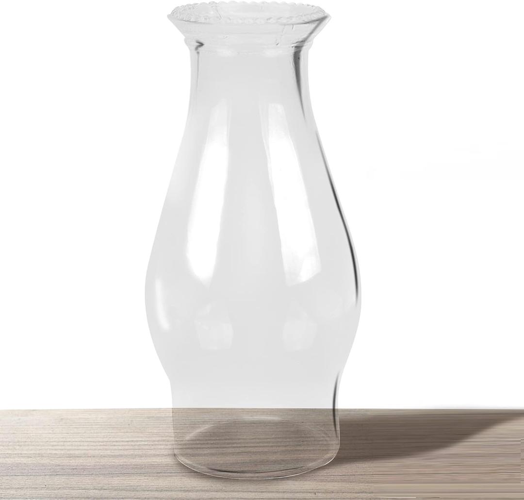 Oil Lamp Chimney Hurricane Lamp Glass Replacement Clear 3 Inch Base for Kerosene Lamp Shade(Wave Style 1P)