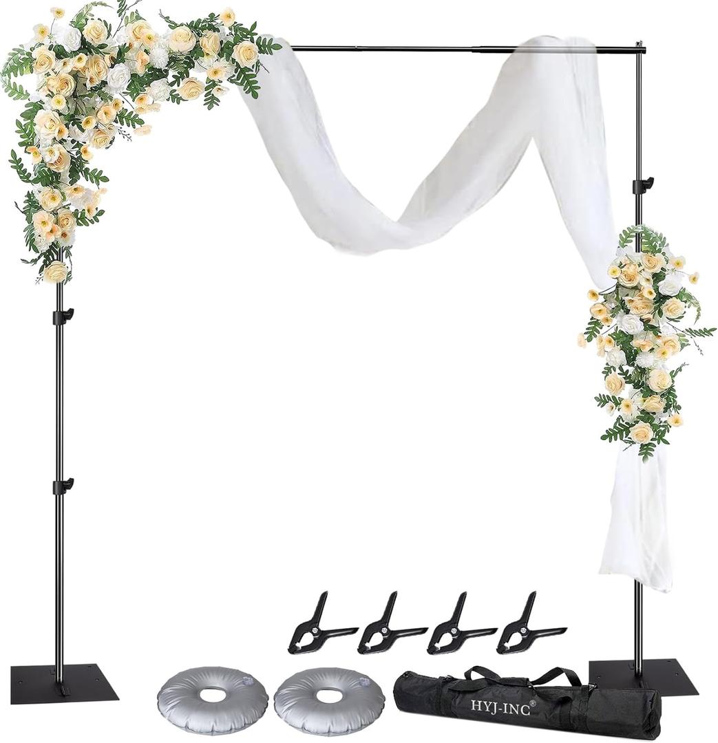 Pipe and Drape Photography Backdrop Stand Kit Adjustable Photo Background Stand 10ft x 8.5ft with Metal Base for Parties Weddings Birthday Party Events Photo Booth with 4 Clamps,Carrying Bag