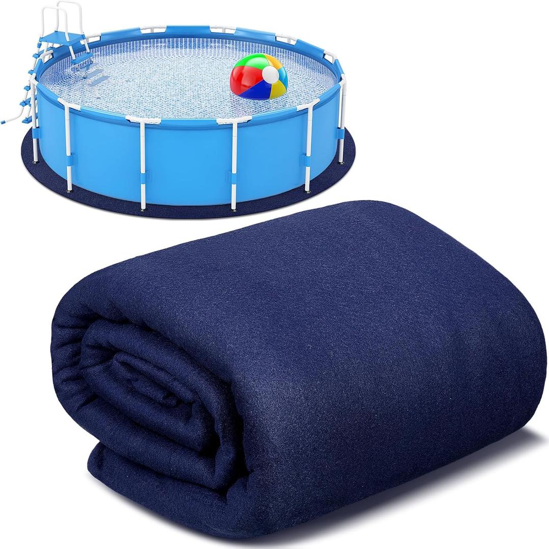 12 ft Round Pool Liner Pad Strong Durable Puncture Resistant Floor Mat Polyester Geotextile Above Ground Pool Accessories Delicate Floor Pad for Swimming Pools Bath (Navy)