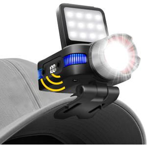 ISUNMEA Hard Hat Clip Lights, 800lm Rechargeable Clip on Cap Lights, 180 Adjustable Waterproof Bright Headlamp Flashlight Led Hat Light for Running, Fishing, Camping, Hunting, Working
