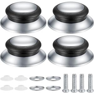 Pot Lid Knobs,4 Pcs Pot Lid Handle Replacement,knob for Pot lid Pot Cover Knobs, Universal Kitchen Bakelite Top Replacement for Pots and Pans Saucepan Casserole Glass Handles(Silvery)