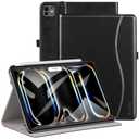 ZtotopCases for iPad Pro 11 Inch Case (M5) 2025/ (M4) 2024 - PU Leather Smart Cover, with Auto Wake/Sleep, Multiple View Angles, Hand Strap & Pocket - Black