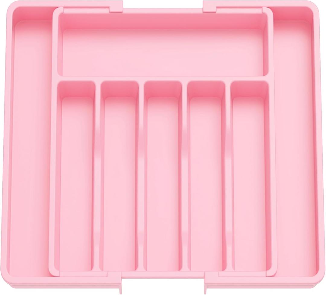 Lifewit Silverware Drawer Organizer, Expandable Utensil Tray for Kitchen, BPA Free Flatware and Cutlery Holder, Adjustable Plastic Storage for Spoons Forks Knives, Large, Pink, XL(13-22''W x 15"D) Lifewit Silverware Drawer Organizer, Expandable Utensil Tray for Kitchen, BPA Free Flatware and Cutlery Holder, Adjustable Plastic Storage for Spoons Forks Knives, Large, Pink, XL(13-22''W x 15"D)