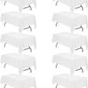 BRILLMAX 10 Pack White Tablecloths for 6 Foot Rectangle Tables 60 x 102 Inch - 6ft Rectangular Bulk Linen Polyester Fabric Washable Cloth Cover for Wedding Reception Banquet Birthday Party