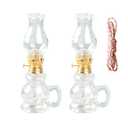 Vintage Hurricane Oil Lamp - 2 Pack Clear Glass Kerosene Lanterns for Indoor Home Lighting, Tabletop & Emergency Decor(OL-01)