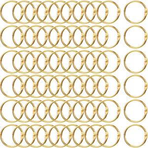 Boao 60 Pcs Loose Leaf Binder Book Rings Metal Binder Rings for Index Cards, Key, School Office Home Shower Curtain(1.2 Inch,Gold)