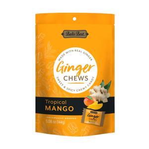 Bali's Best Ginger Chews, Tropical Mango Flavor, 5.08 Oz, Individually Wrapped Soft Candy, Made with 100% Real Ginger, Digestive Health Support, Upset Stomach Relief, Halal (EXP 07/18/26)