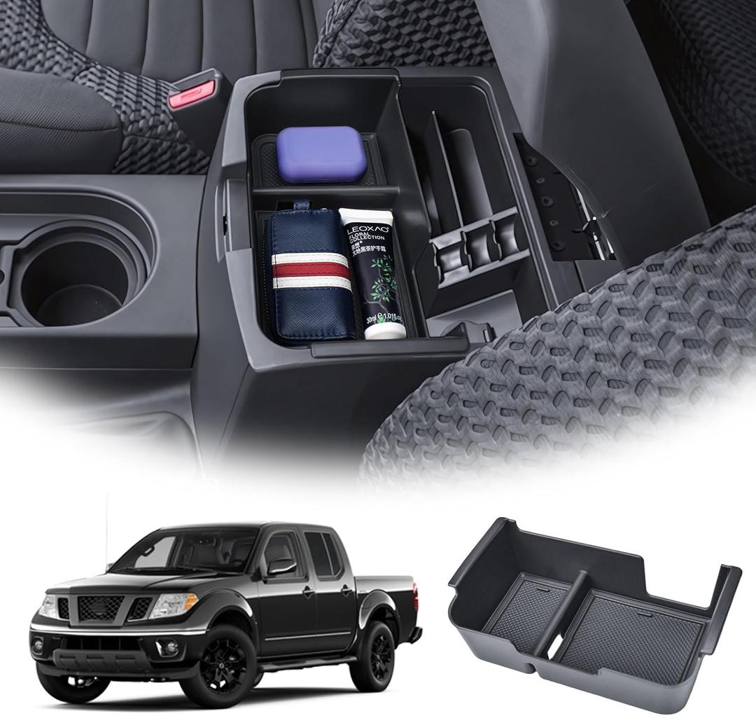 EDBETOS Center Console Organizer Tray Compatible with 2005-2021 Nissan Frontier Console Insert Tray Secondary Armrest Storage Box ABS Plastic Interior Accessories
