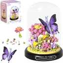 JIUTONG Flower Bouquet Building Set for Adults,582 PCS Animals Flowers Botanical Collection Mini Building Block Kit with Dust Cover,Butterfly Wildflower Bonzai Building Toys for Girl Women