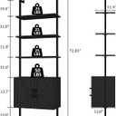 Yusong 73" Tall Bookshelf with Cabinet, Industrial Ladder Wall Mount Shelf Farmhouse Bookcase with Wood and Metal Frame, Plant Shelf Wall Storage Display for Living Room Bedroom, Farmhouse Black