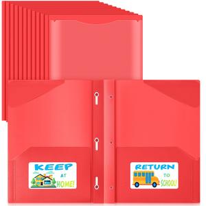 Henoyso 100 Set Take Home Folders with Clear Front Pocket, Red