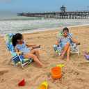 Premium Kids Beach Chair w/Wood Arms & Backpack Carry - Ultra-Lightweight, Foldable, Reclining, Multi-Position