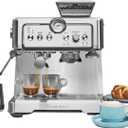 Kenmore Espresso Machine  Automatic Coffee Maker with Manual Tamper, Auto Cleaning, Milk Steamer & Frother, Bean Grinder, Brew Professional Barista Style Cappuccino, Caf Latte