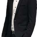 DAVID.ANN Men's Slim Fit Casual One Button Blazer Jacket (Black, M)