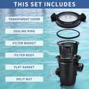 310-6500B Pump Strainer Housing with Lid & Basket Compatible with Waterway Hi-Flo Pumps