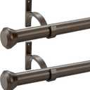 2 Pack Telescoping Curtain Rods, 1Inch Diameter Drapery Rods 28-48Inch Length Adjustable Rod with Brackets Window Treatment-Dark Bronze
