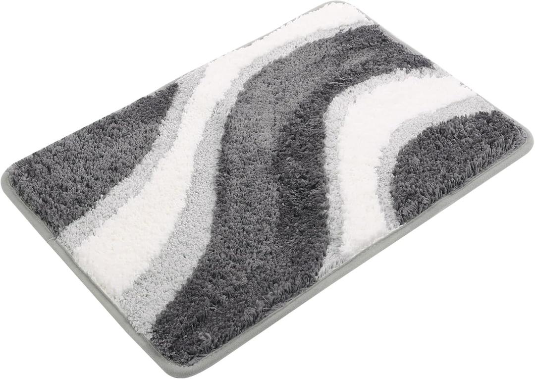 KAMA BRIDAL Microfiber Bath Mat Non-Slip Bathroom Floor Rugs Fast Water Absorbent Shower Mat Ultra Soft Bath Rug Anti-Slip Backing Machine Wash Charcoal 20x32