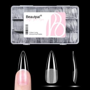BEAUTPAL Long Stiletto Gel Tips 510pcs Almond Press on Nails Pre-shape Almond Nail Tips for Full Cover Acrylic False Nails For Nail Extension Nail Art, DIY Salon 15 Sizes Soft Gel Nail Tips