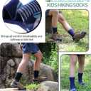 LINEMIN Kids Merino Wool Hiking Socks Toddlers Boys Girls Winter Warm Thick Thermal Boot Cushion Crew Socks 6 Pairs (White)