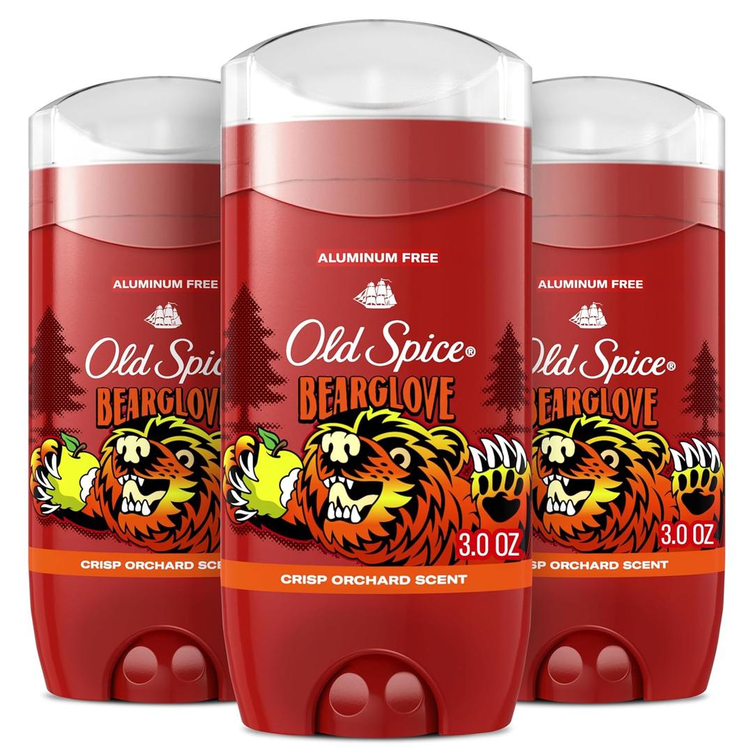 Old Spice Aluminum Free Deodorant for Men, 24/7 Odor Protection, 24/7 Freshness & Lasting Scent, Goes on Clear, Bearglove with Crisp Orchard Scent, 3.0 oz (Pack of 1)