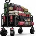 200L Collapsible Wagon Carts Foldable, Heavy Duty Beach Wagon with 7.48" All-Terrain Wheels, Portable Folding Utility Carts with Side Pocket for Beach, Camping, Groceries, Garden & Sports