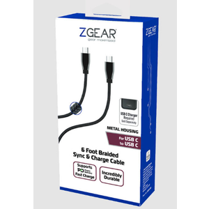 Z Gear Metal Housing, 6 Foot Braided Sync & Charge Cable, for Lighting Tip