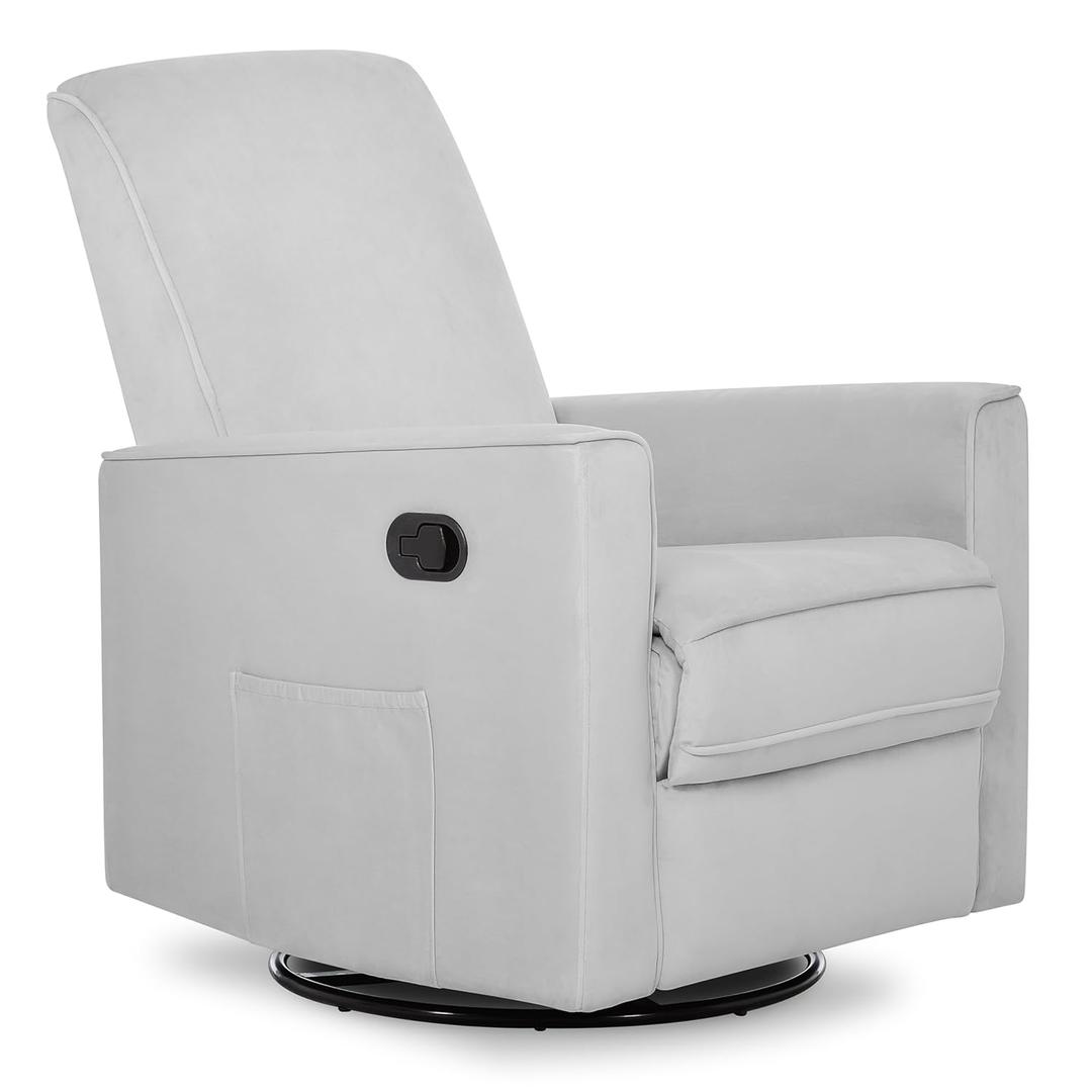Evolur Raleigh Upholstered Manual Glider Recliner Rocking & 360 Swivel with Smooth Glide Greenguard Gold & FSC Certified Modern Nursery and Living Room Chair in Grey