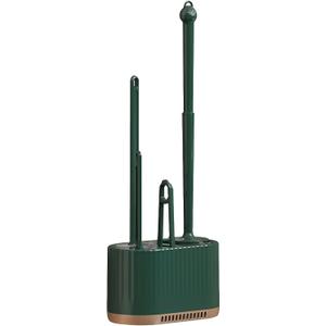 Basaza Toilet Brush and Holder Set Toilet Bowl Cleaning Brush and Holder for Bathroom Toilet Bowl Cleaner Brushes & Holders 4 in 1 Dark Green Bathroom Accessories Wall Mounted or Floor Standing