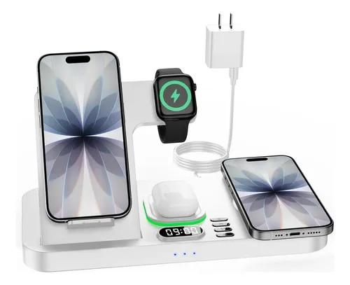 Dual Phone Wireless Charging Station for Apple Devices, Magnetic Charging Station for iPhone with Auto Switch 7-Color Light&Clock,Family Watch Charger for iPhone17 for iWatch11 for AirPods Pro3