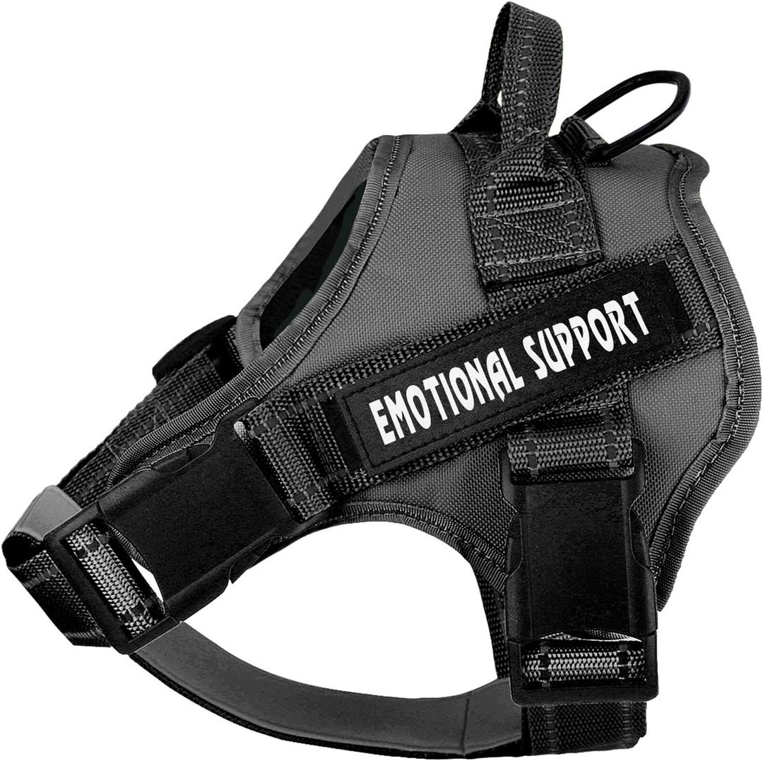 voopet Service Dog Harness, Emotional Support Pet Vest Harness, Reflective Breathable and Adjustable No-Pull ESA Dog Harness for Small Medium Large Dogs (with 4 PCS Removeable Tags) (Small (Pack of 1), Black)