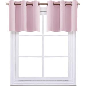 NICETOWN Baby Pink Window Treatment Valance - Thermal Insulated Eyelet Top Cute Curtains for Girl's Bedroom/Nursery (Lavender Pink, 2 Panels, 42W by 18L 1.2 inches Header)