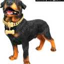 Jewelry Kingdom 1 Gold Dog Chain Collar with Dog ID Tag 18K Metal Stainles Steel Cuban Link Chain Strong Heavy Duty Chew Proof Walking Training Chain Collar (15MM, 14")