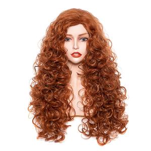 28 Inches Long Wavy Ginger Wigs for Women Auburn Natural Curly Synthetic costume Hair Wig Fox Red Fluffy Full Head Halloween Wig