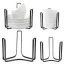 4PCS Dinnerware Bowl Plate Holder ,Bowl Holders Organizer Fit for 4.7 and 6.5 Inches Diameters Bowl, Metal Bowl Storage Dying Display Rack for Kitchen Drawer, Countertop, Cabinet, Shelf, Cupboard