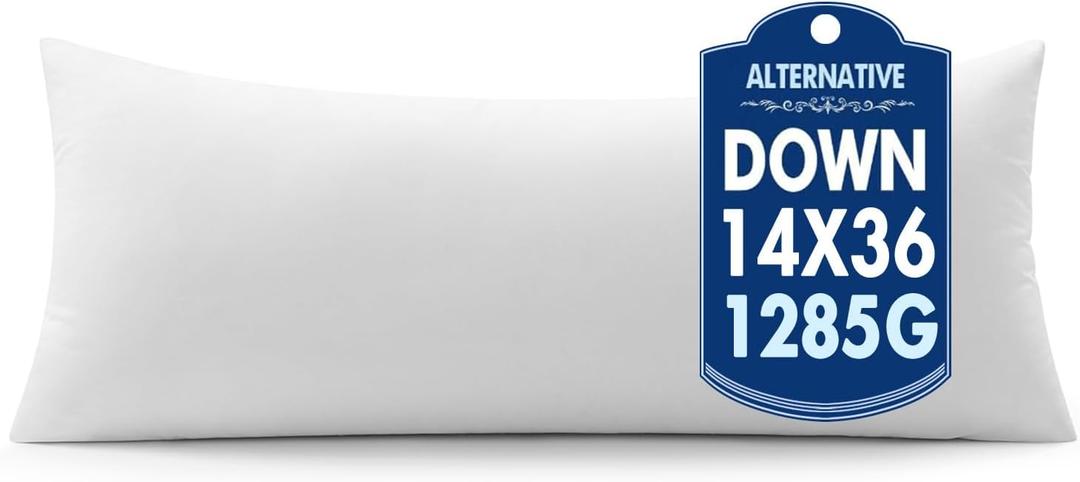 MIULEE 14x36 Synthetic Down Alternative Pillow Insert Decorative Throw Pillow 14 x 36 Inch Body Bed Sleeping Ultra Soft Fluffy Form for Sofa Couch Bed